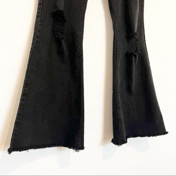 Girlish Denim High Waist Distressed Stretch Flare Leg Jeans Faded Black Size 29 - Picture 3 of 8